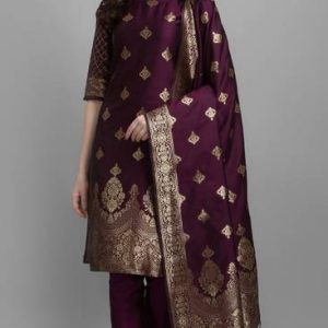 VredeVogel Women Silk Blend Kurta Pant Dupatta Set