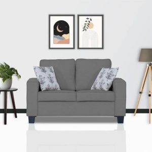 Manorekha Solid Wood Framed Upholstered Two Seater Fabr...