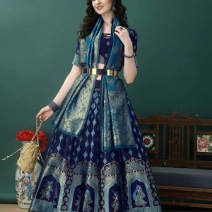 SWAMI STUDIO Embellished, Floral Print, Self Design Semi Stitched Le...