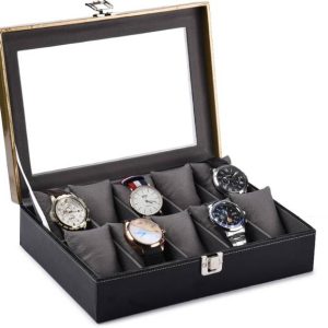 PARALOT New Black & Tan Color watch box for 10 watches Watch Bo...