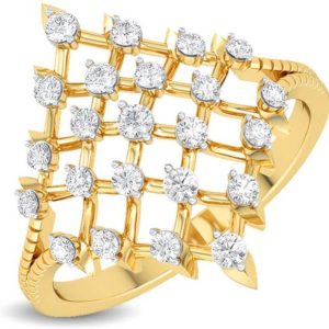 KISNA Diamond & Gold Ring for Women 14kt Diamond Yellow...