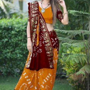 JERAVI Enterprise Printed Bandhani Art Silk Saree