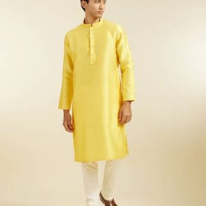 DIWAS by Manyavar Men Self Design Art Silk Straight Kurta