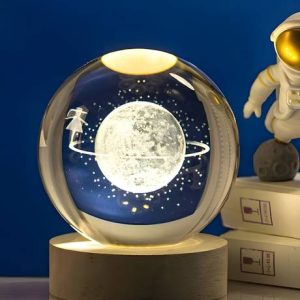 Wengonvila 3D Crystal Ball Lamp | Night Light with Wood...