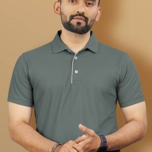 VeBNoR Men Solid Polo Neck Polyester Dark Green T-Shirt