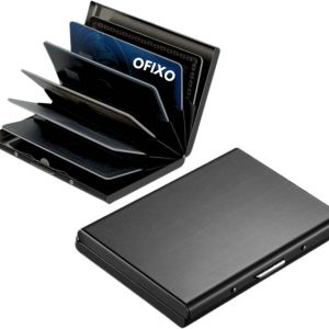OFIXO Men & Women Black Aluminium Card Holder