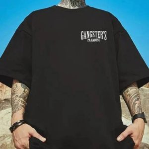 Manlino Men Printed Round Neck Pure Cotton Black T-Shirt