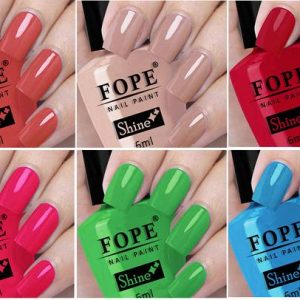 FOPE Long Shine Glossy Nail polish set-4-7Pink,Green,Sk...