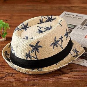 Adorazone Cotton Printed Fedora Short Brim Straw Hat | ...