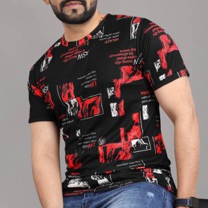 sti Men Printed Round Neck Polyester Multicolor T-Shirt