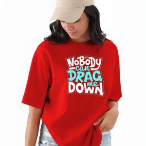 TQH Women Printed Round Neck Cotton Blend Red T-Shirt