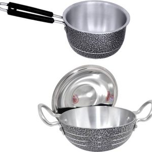 bartan hub Kadhai and saucepan set (kadhai 2500 ml , 10...