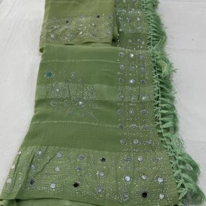 Vichitra Embellished, Embroidered Bollywood Chiffon, Silk Blend ...