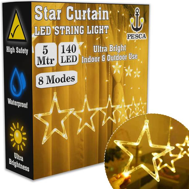 PESCA 140 LEDs 5.08 m Yellow Flickering, Steady Star Ri...