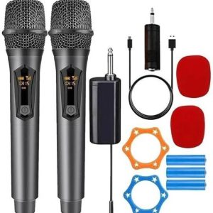 Urban Infotech Dual UHF Wireless Microphones with Recha...