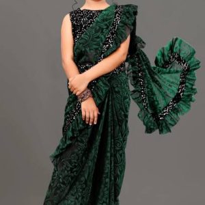 HERVALLY Embellished Bollywood Lycra Blend Saree