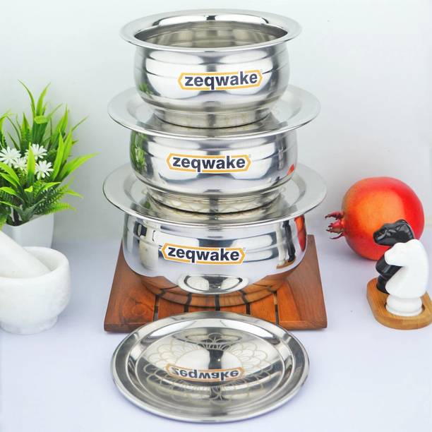 ZeqWake Stainless steel patila Set With Lid,Steel Tope ...