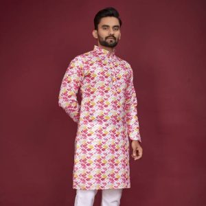 CELLUX Men Printed Cotton Blend Straight Kurta