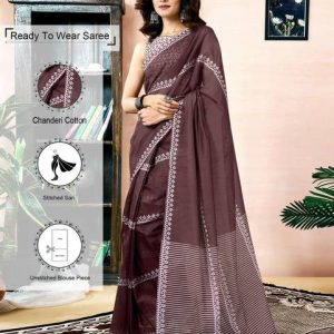 Samah Ready to Wear Printed Daily Wear Linen Saree