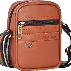 Pramadda Pure Luxury Tan Men Sling Bag Small 7inch Chest Slinger Mobile Mess...