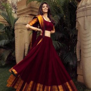 Fabcartz Solid Semi Stitched Lehenga Choli
