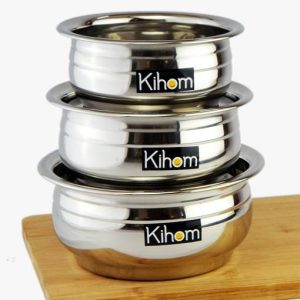 Kihom Cookware Handi Set 3 Piece Stainless Steel Handi ...