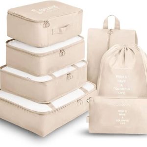 Vervita 7 Pcs Set Travel Organizer Packing Cubes Lightw...