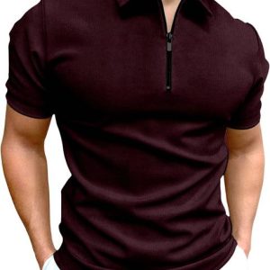FTX Men Solid Polo Neck Cotton Blend Maroon T-Shirt