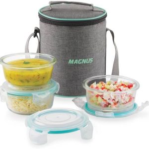Magnus Vivid Glass Lunch Box with Vertical Linen Pouch ...