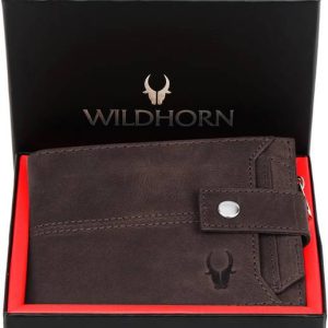 WILDHORN Men Casual Brown Genuine Leather RFID Wallet