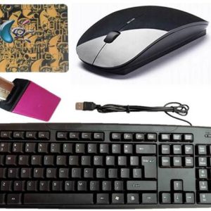 ANJO USB Keyboard-Wireless Mouse-Non Slip Mouse Pad-Cle...