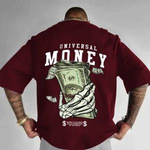 RK CLOTHING Men Typography, Printed Round Neck Cotton Blend Maroon ...