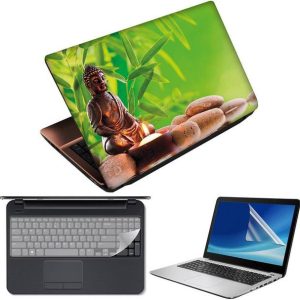 FineArts Buddha on Stone 3 in 1 Laptop Skin Pack With S...