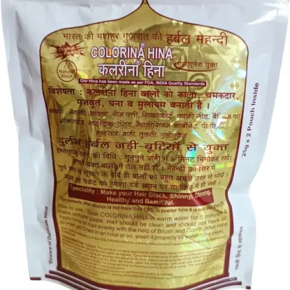 Colorina Colorina Hina – Gujrati Herbal Henna Powder (Hair Color) Natural Black (Pack of 5) , Natural Black