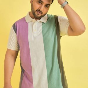 bigbanana Men Colorblock Polo Neck Pure Cotton Multicolor T-Shirt