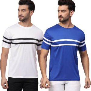 MYO Pack of 2 Men Printed Round Neck Polyester Multicolor T...