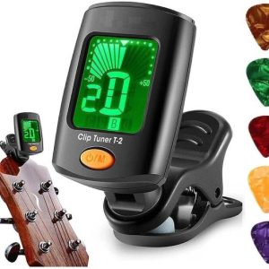 AMG Music 360°Digital Guitar Tuner with Picks for All I...