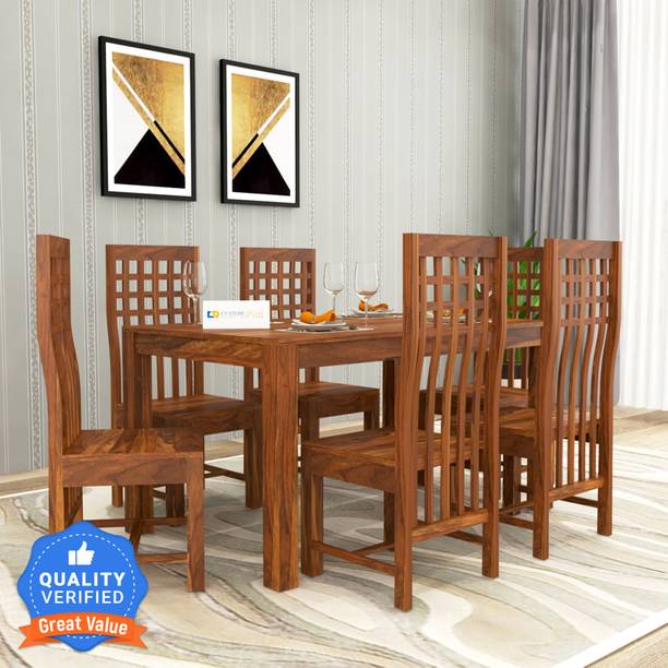 Custom Decor Solid Wood 6 Seater Dining Set