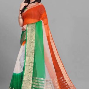 Aarunika SST Solid/Plain Bandhani Organza Saree