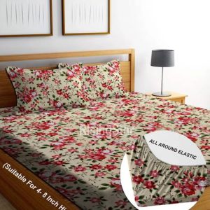 RisingStar 250 TC Cotton King Floral Fitted (Elastic) B...