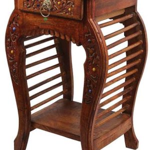 Smarts collection Handmade Bedside Table Floral Carved ...
