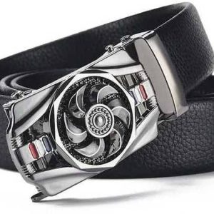 Ephemeral Men Black Genuine Leather Belt