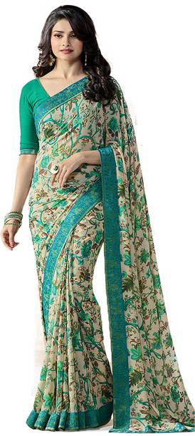 J & J Companys Printed Daily Wear Georgette, Chiffon Saree