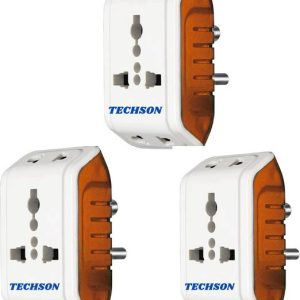 Techson 6A 3 Pin Multi Plug Socket Travel Adapter with ...
