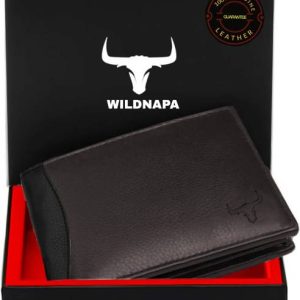 WILD NAPA Men Brown Genuine Leather RFID Wallet