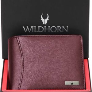 WILDHORN Men Casual Maroon Genuine Leather RFID Wallet