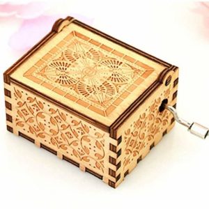 EITHEO Wooden Music Box Antique Carved Hand Crank Game ...