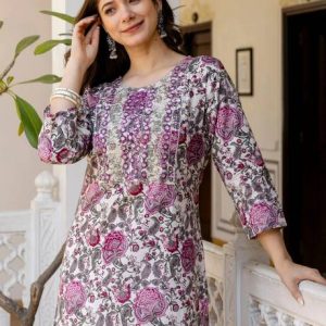 Surhi Women Embroidered Viscose Rayon Straight Kurta