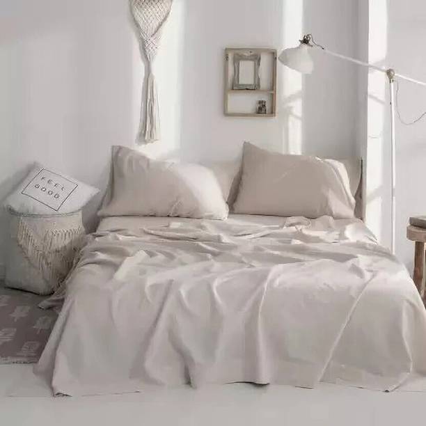 Hardeep 300 TC Microfiber Double Solid Flat Bedsheet