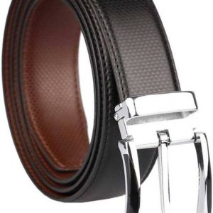 ZAMZAM Men Formal Black Artificial Leather Reversible Belt